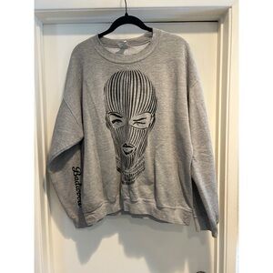 Gray Crewneck Sweater with Graphic Design